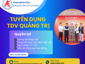 DƯỢC PHẨM Á ÂU TUYỂN DỤNG TRÌNH DƯỢC VIÊN QUẢNG TRỊ